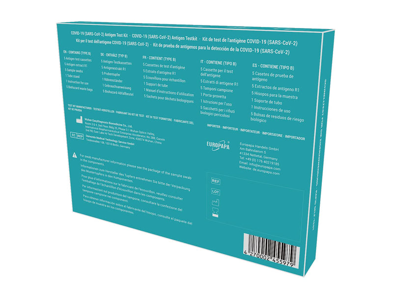 Europapa 5 X Corona Lay Test Self-Test Covid-19 Antigen Test For Sars-Cov-2 Quick Test For Self-Use Test Cassettes Sample Swabs Antigen Extract Individually Packed - NewNest Australia