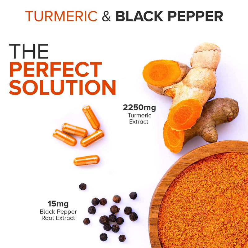 Turmeric Curcumin with Black Pepper, Qunol 2250mg Turmeric Extract with 95% Curcuminoids, Extra Strength Supplement, Enhanced Absorption, Supports Healthy Inflammation Response, 90 Vegetarian Capsules - NewNest Australia