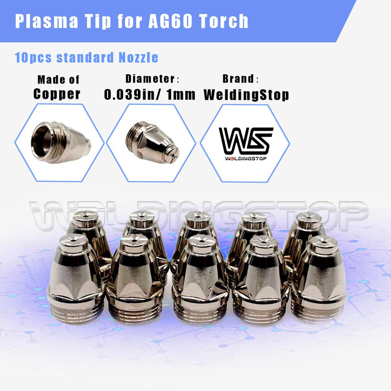 WeldingStop Plasma Consumables Kit for Primeweld CUT50 CUT50DP CT520 CT520DP Plasma Cutter AG-60 Torch (1.0mm .040'' Tip) - NewNest Australia