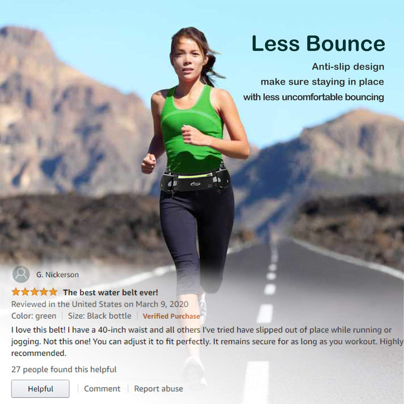AiRunTech Running Belt with Water Bottles No Bounce Hydration Belts Can be Cut to Size Design Strap for Runners 2*6 OZ bottles Black - NewNest Australia