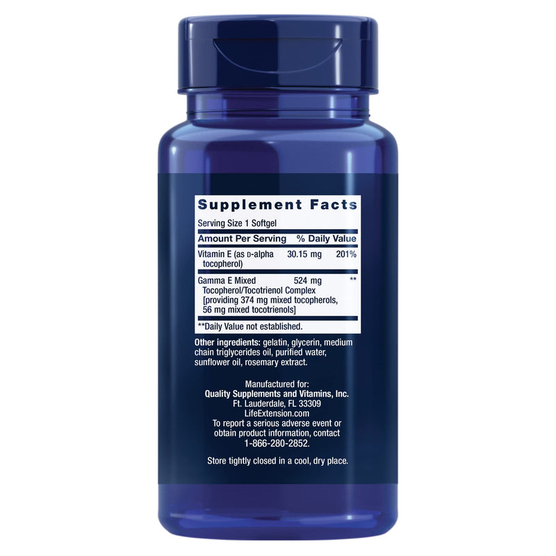 Life Extension Gamma E Mixed Tocopherols & Tocotrienols - Complete Spectrum of Vitamin E for Antioxidant Protection - Gluten-Free, Non-GMO - 60 Softgels 60 Count (Pack of 1) - NewNest Australia