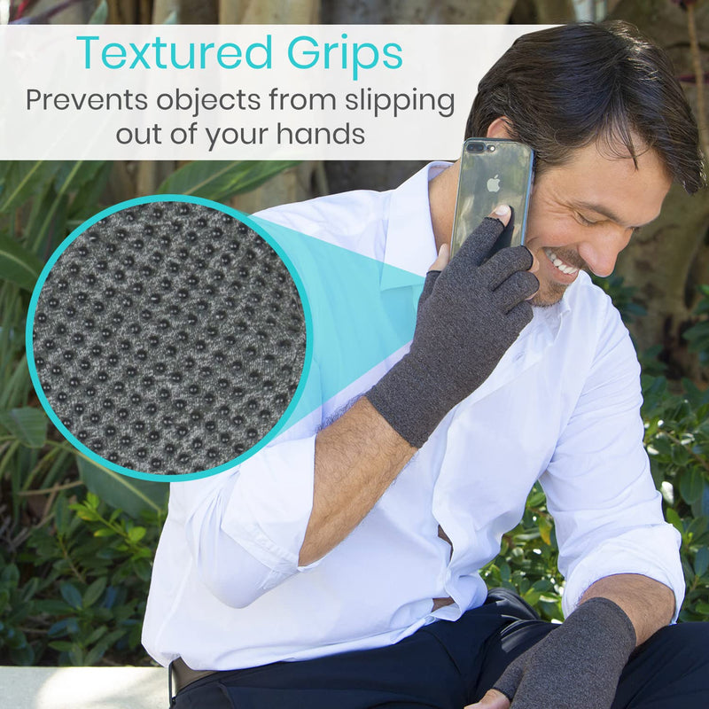 Vive Arthritis Gloves with Grips - Men & Women Textured Fingerless Compression - Open Finger Hand Gloves for Rheumatoid and Osteoarthritis - Arthritic Joint Pain Relief (Large) L - NewNest Australia