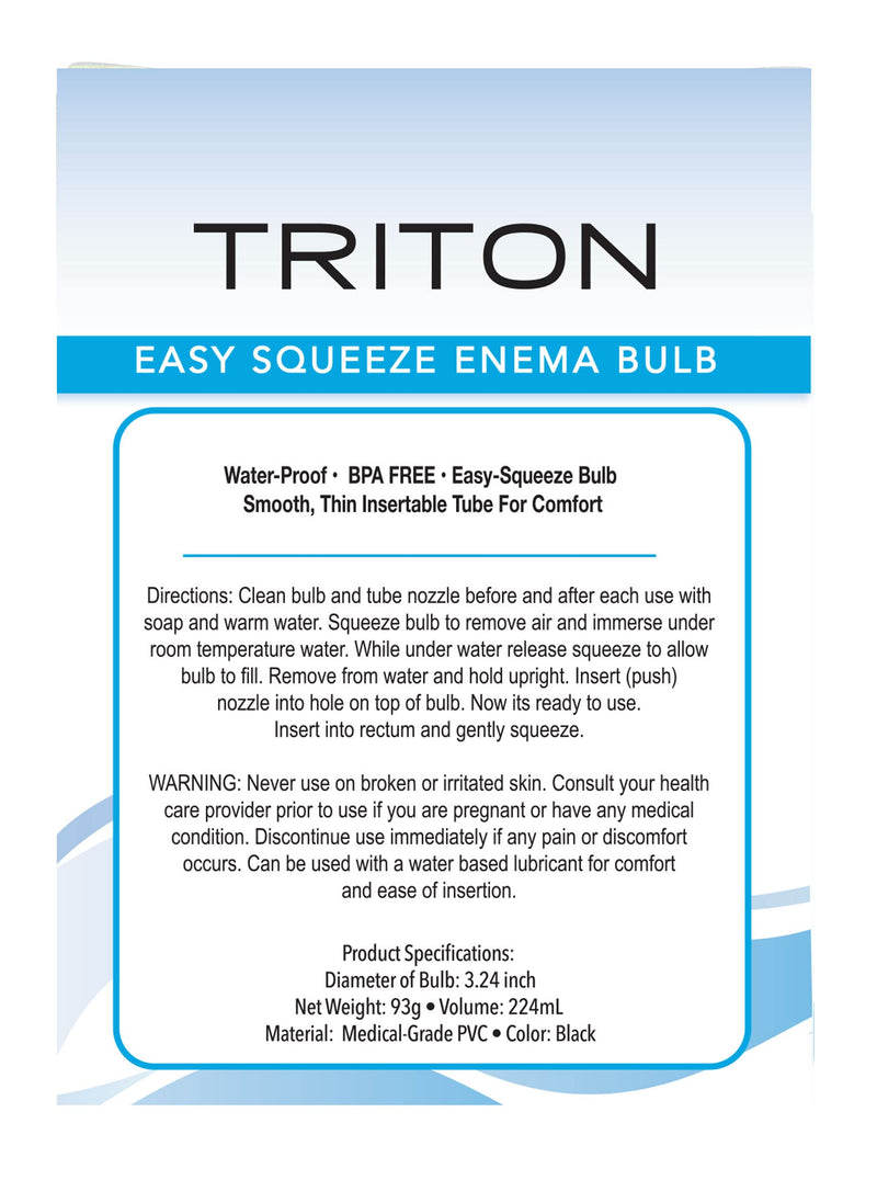 SHIBARI Triton Easy-Squeeze Enema Bulb, New & Improved Flexible Tip for Ultimate Comfort, Bpa & Phthalates Free, Ease Anal Silicone Douche for Men & Women, 7.4 Fluid Oz, Black, 1 Count - NewNest Australia