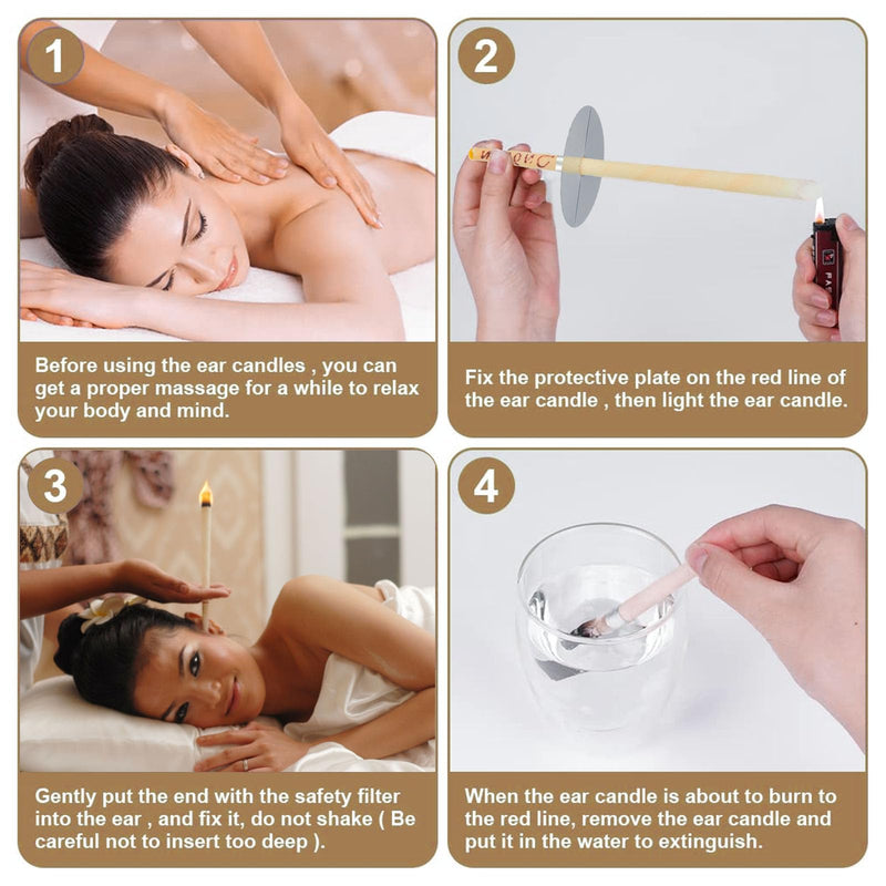 Pack Of 20 Ear Candles, Ear Wax Remover, Ear Cleaning Set With 10 Pieces Protective Discs, 20 Pieces Cotton Buds, 1 Piece Ear Spoon, Ear Candles For Relaxing And Cleaning - NewNest Australia