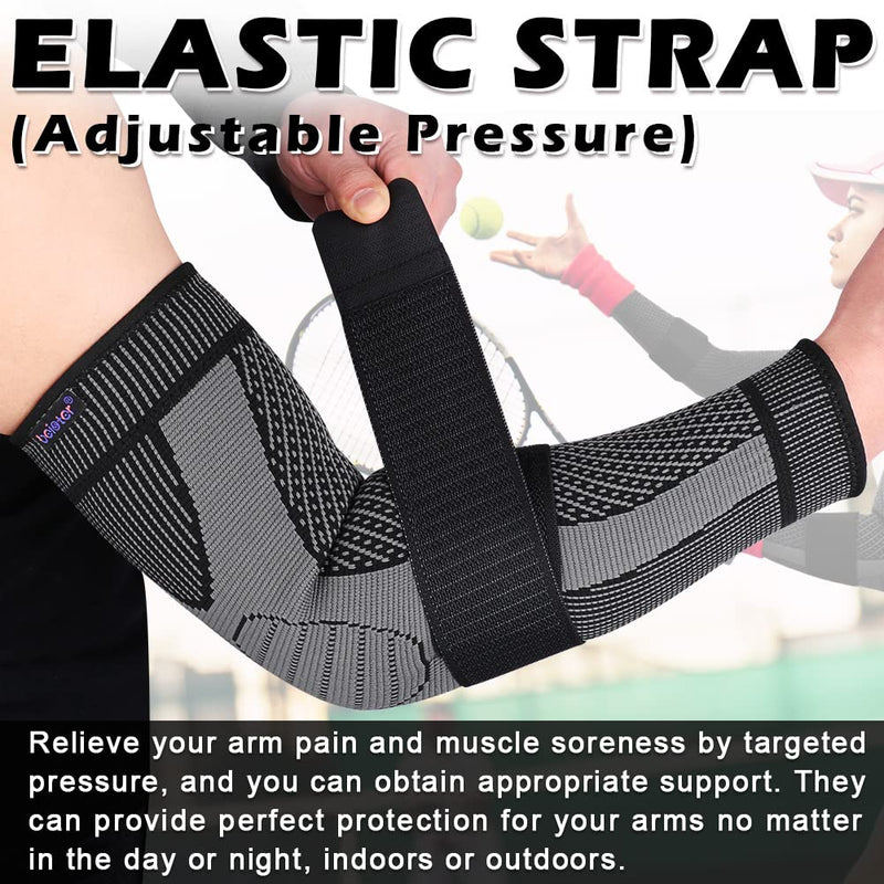 Beister Compression Elbow Support For Men & Women (Pack Of 2), Thick Arm Bandages With Velcro Fastening & Silicone Strips, Medical Compression Sleeves For Tennis Elbow, Arthritis, Varicose Veins, Lyhedema - NewNest Australia