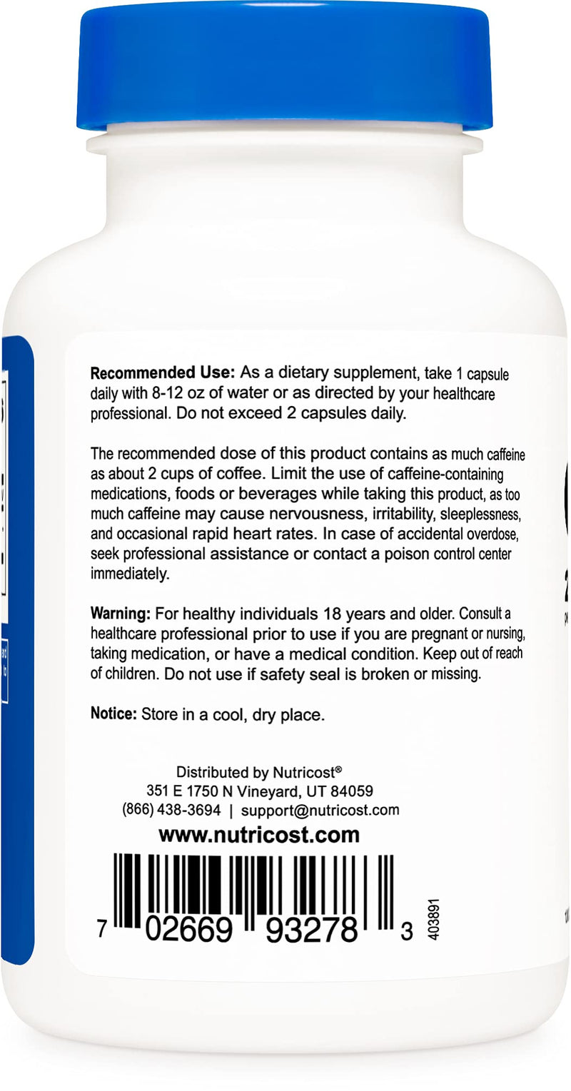 Nutricost Caffeine Pills 200mg, 120 Caps 120 Count (Pack of 1) - NewNest Australia