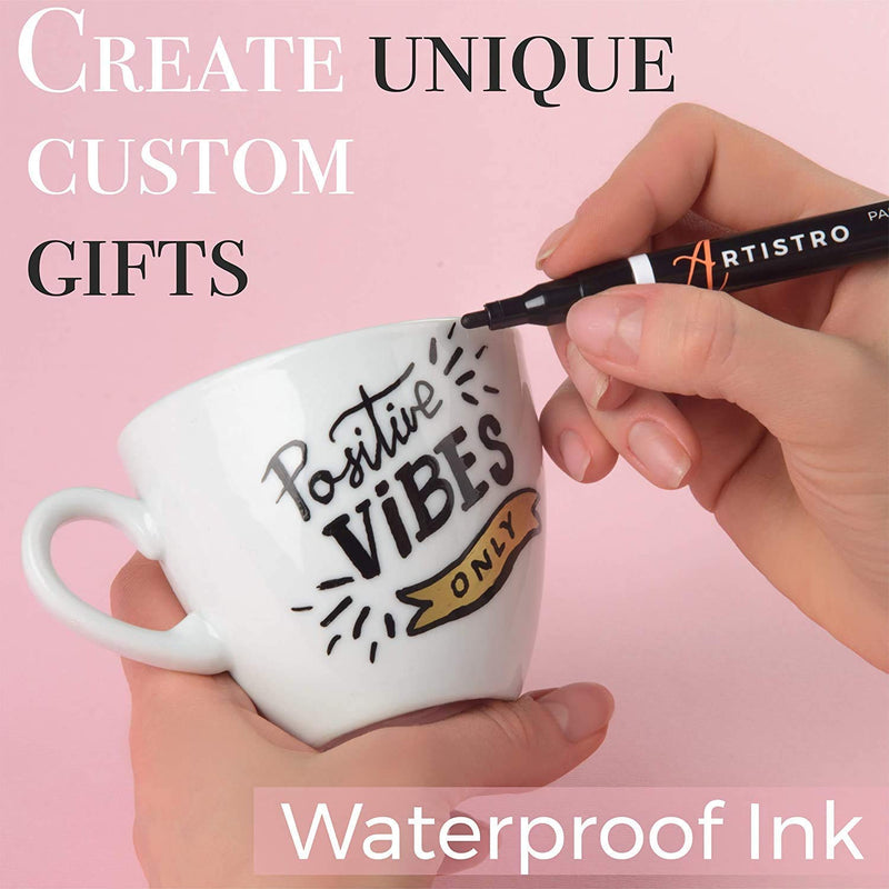 Paint Pens for Rock Painting, Stone, Ceramic, Glass, Wood, Porcelain, Mugs, Metal, Fabric, Canvas. Set of 15 Quick Dry, Permanent, Waterproof and Oil Based Paint Markers Fine Tip - NewNest Australia