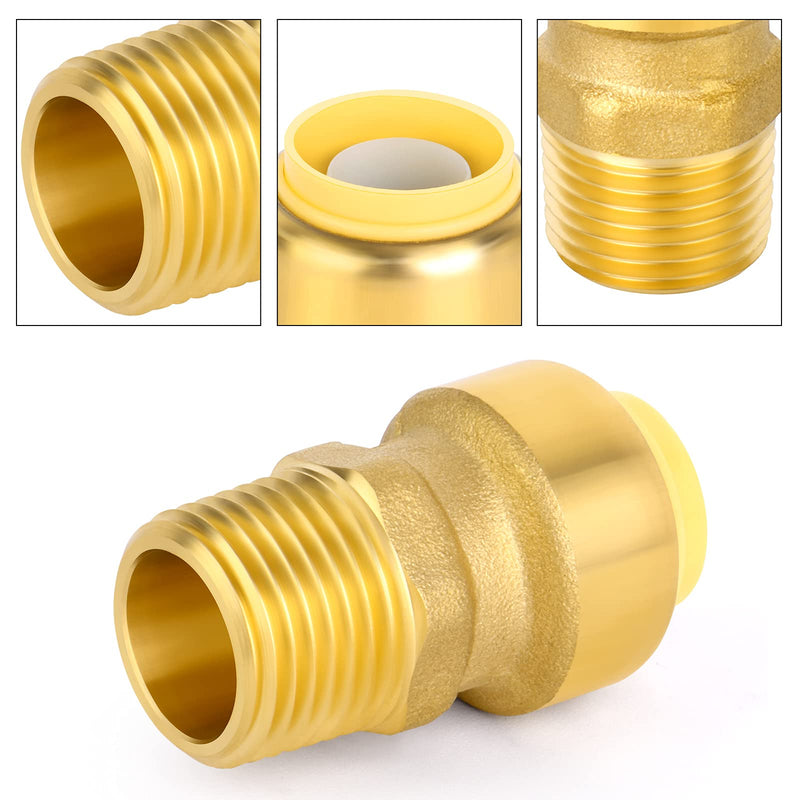 Gasher 2Pcs 1 Inch x 1 Inch MNPT Straight Connector Plumbing Fitting Tube Coupling Push-To-Connect Lead Free Brass, PEX Fittings with Disconnect Clip 1 Inch OD Female - NewNest Australia