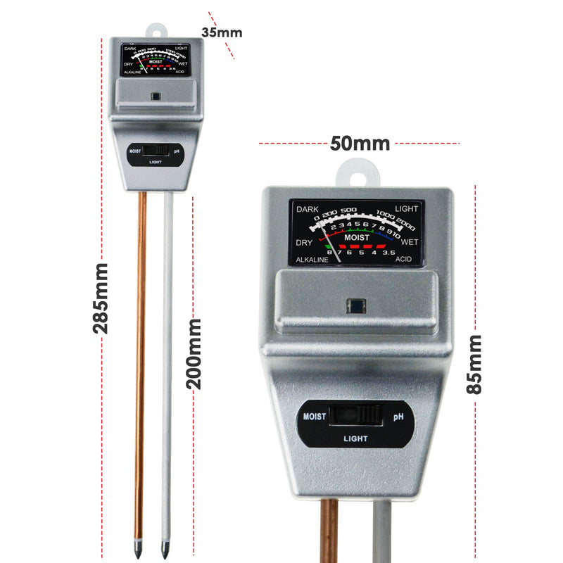 DANOPLUS 3-in-1 Soil Test Kit pH, Moisture and Light Meter Tester for Home, Garden, Lawn, Farm Healthy Growth of Plants Indoor/Outdoor Testing Plus Free Gloves - NewNest Australia