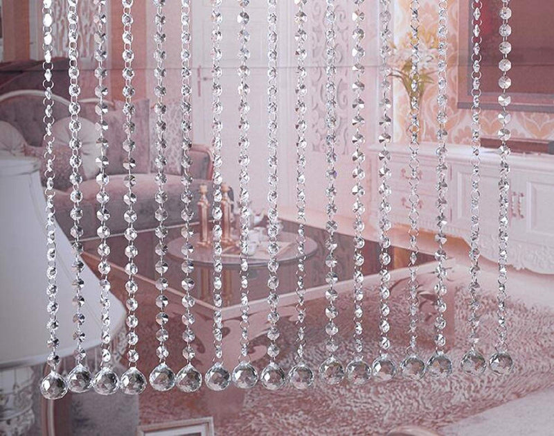 VOVOV 10 Pack (1000CM/30.5FT) Beaded Trim Clear Crystal Garland Chandelier Octagon Beads Chain - NewNest Australia