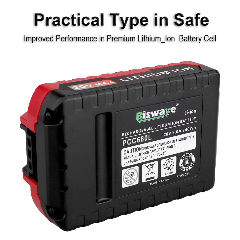 Biswaye 20V MAX Lithium Ion Battery Replacement for 20V Porter Cable Battery PCC685L PCC680L PCC682L PCC685LP Cordless Power Tools - NewNest Australia