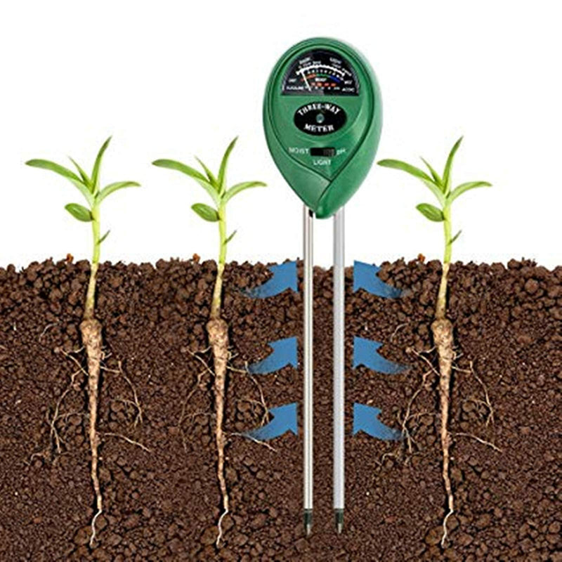 Soil PH Meter Soil Moisture Sensor 3-in-1 Soil Moisture/Light/pH Test Kit for Indoor/Outdoor Plants Care(No Battery Needed) Green - NewNest Australia