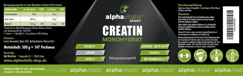 Creatine monohydrate powder - 500g can of the best creatine (Mesh 200) for bodybuilding, weight training and fitness - NewNest Australia