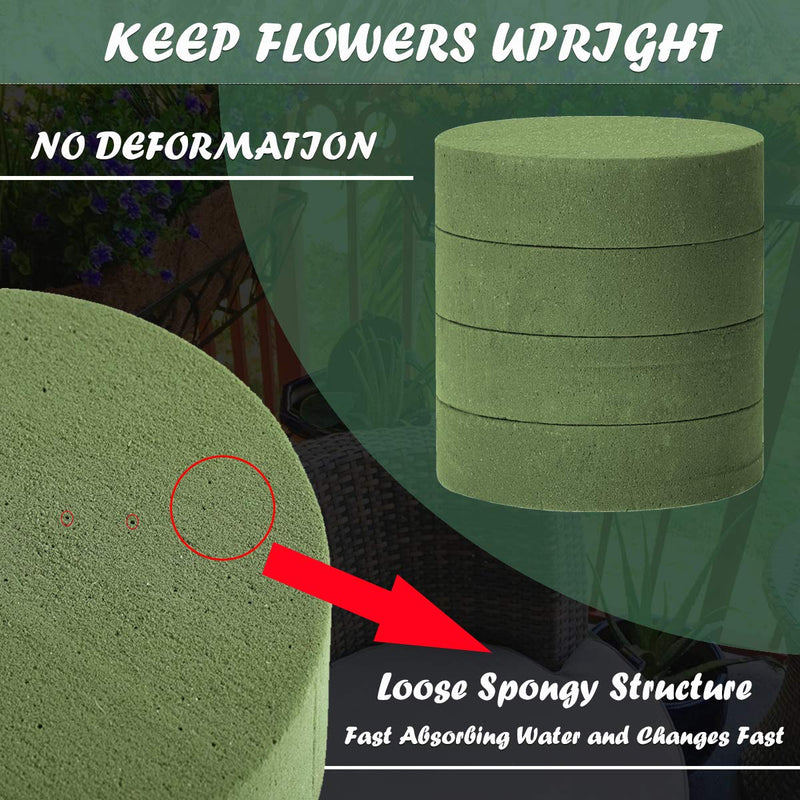 TAOPE Floral Foam, 6.5'' Large Dry & Wet Floral Foam Bricks Round for Artificial Flowers, Green Styrofoam Foam Blocks for Wedding Decoration - NewNest Australia