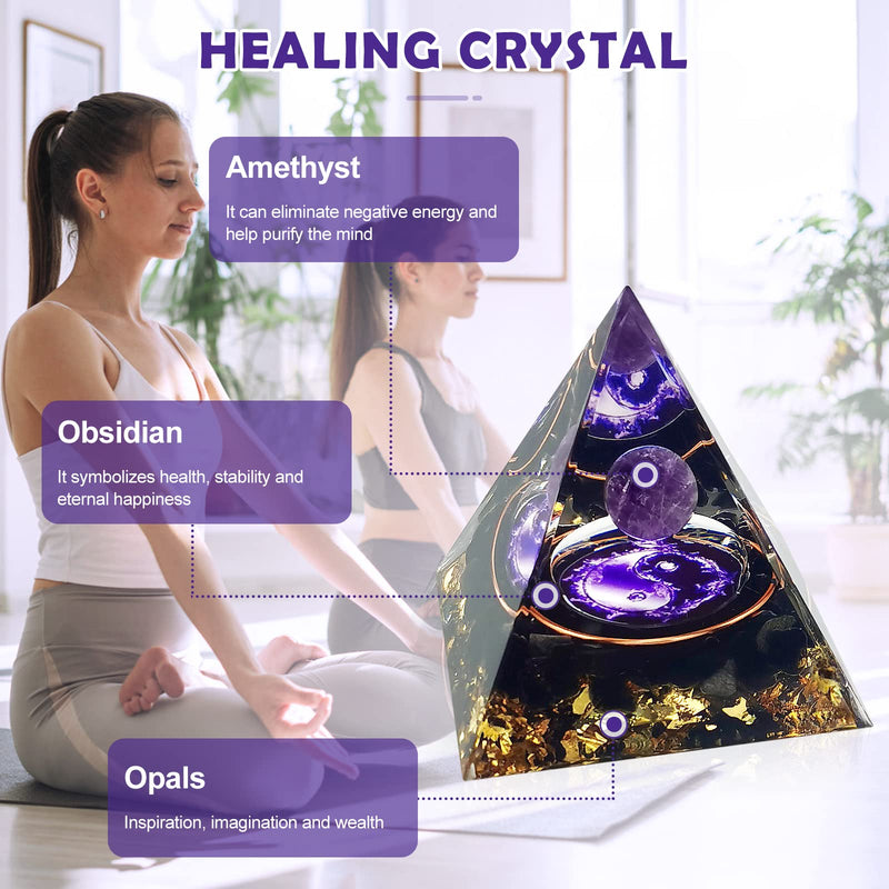 Crystal Pyramid, Moonstone Crystal Ogan Chakra Energy Tower, Positive Energy Generator, Nature Reiki Chakra Crushed Stone Jewelry for Healing Meditation Chakra Balance Amethyst - Eight Trigrams - NewNest Australia