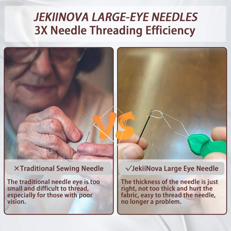 Large-Eye Needles for Hand Sewing, 50pcs Premium Large Eye Sewing Needles with Threaders and Storage Tube 5 Size Large Eye Pointed Stitching Needles for Stitching Crafting Projects and Embroidery - NewNest Australia