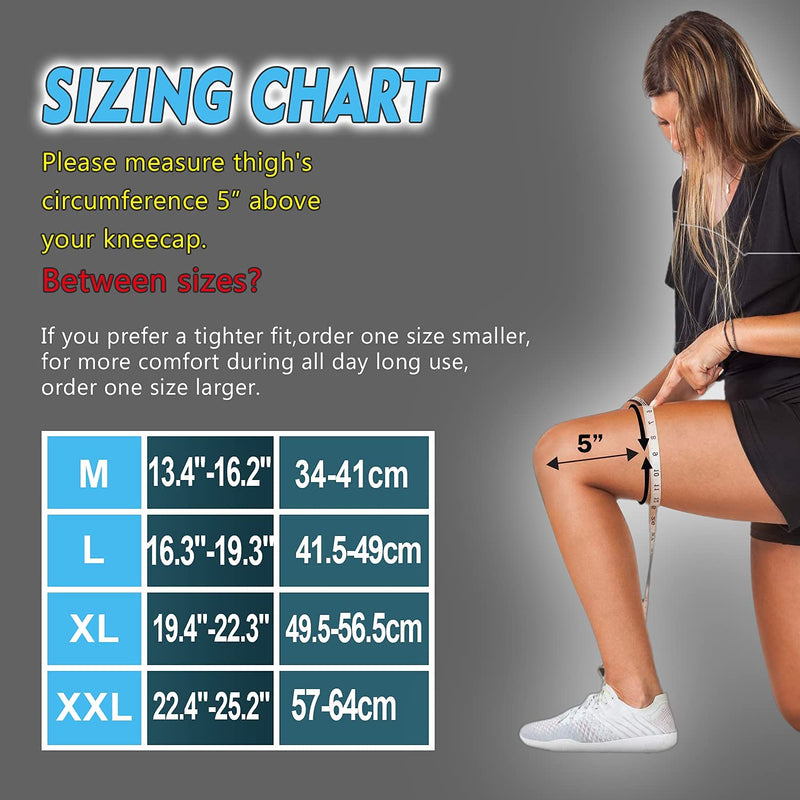 2 Pack Knee Support - Knee Compression Sleeves for Men & Women, Knee Brace for Working Out, Running, Basketball, Gym, Weightlifting, Workout, for Arthritis Joint Pain Relief Size M Black Medium(1 Pair) - NewNest Australia
