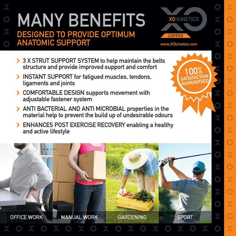 XO Kinetics - Premium Back Support Belt, Lower Back Brace - Best for Sport or Work related low back pain - Comfortable Adjustable Lightweight design suitable for Men & Women. 42 - 50 inch - NewNest Australia