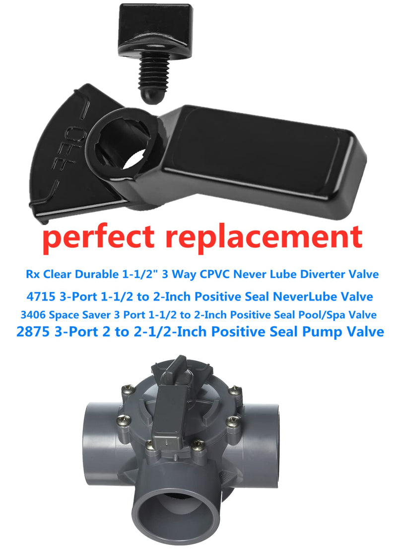 Never Lube Valve Handle R0487200/7433 & Knob 4603/R0486900 Replacement Kit Fits fit for Zodiac Jandy 2-Port/3-Port Valve - Black(1) 1 - NewNest Australia