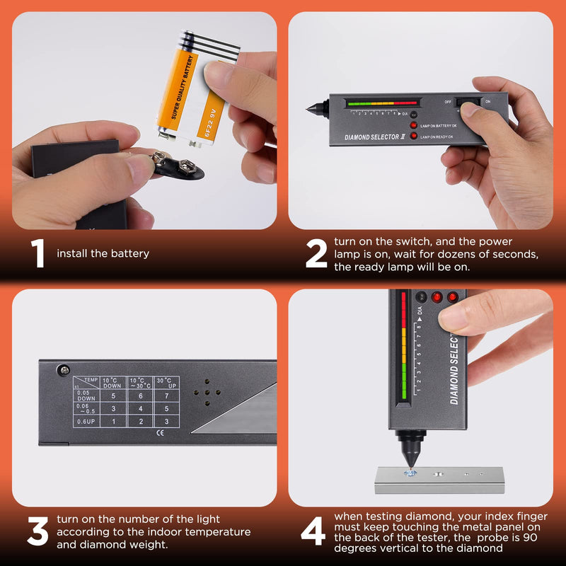 Dupeakya Professional Diamond Selector II, Gem Tester Pen Portable Electronic Diamond Tester Tool for Jewelry Jade Ruby Stone (Diamond Tester 2) Diamond Tester 2 - NewNest Australia