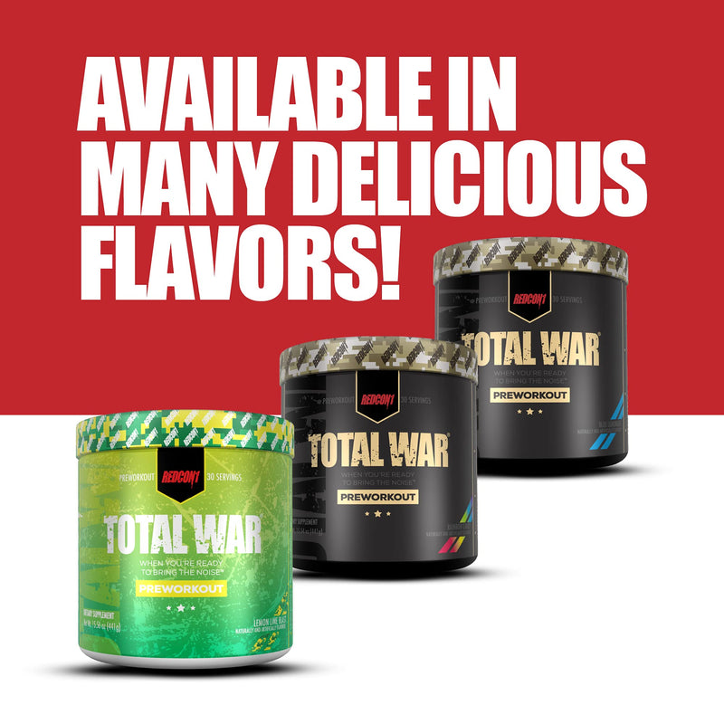 Redcon1 Total War - Pre Workout, 30 Servings, Boost Energy, Increase Endurance and Focus, Beta-Alanine, Caffeine (Blue Lemonade) Blue Lemonade 30 Servings (Pack of 1) - NewNest Australia