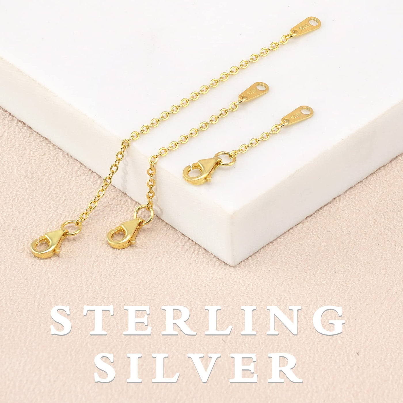 Necklace Extenders Gold Chain Extenders for Necklaces Extensions Sterling  Silver Bracelet Extender Gold Necklace Extenders for Women 3 Piece Set, 1 2  3 Inch 1/2/3 inch Lobster-Gold