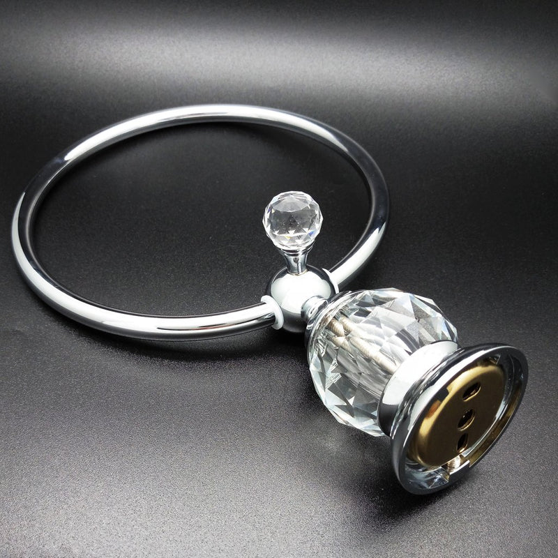 Kabter Crystal Series Brass Bathroom Hand Towel Ring, Polished Chrome - NewNest Australia