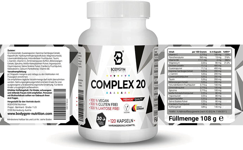 F Burner | Metabolism Complex Vegan | appetite suppressant | 120 diet capsules - fat metabolism - 20 F-burners in 1 capsule - quickly & finally, capsules with high-quality natural ingredients - NewNest Australia