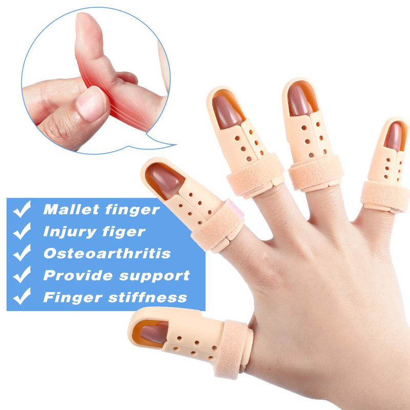 10 Pieces Finger Splint Mallet Finger Support Finger Splint Brace Plastic Finger Support Protector for Adjustable Finger Immobilizer for Basketball Finger Joint Protection, 5 Sizes - NewNest Australia