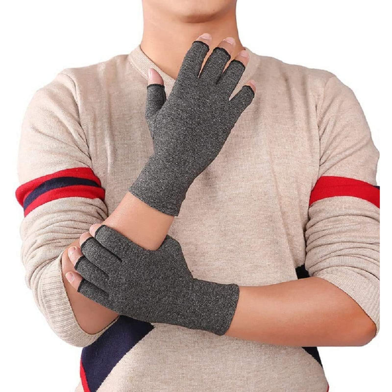 VITTO Anti-Arthritis Gloves Women & Men with Grips - Compression Gloves for Arthritis Pain Relief, Carpal Tunnel, Injuries - Fingerless Gloves for Women & Fingerless Gloves for Men (Large, Grey) L - NewNest Australia