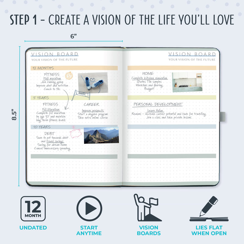 Boxclever Press Goal Planner. Luxury 12 Month Undated Planner to Hit Your Goals & Live Your Best Life! A5 Weekly Planner with Lists, Trackers & More. Productivity Planner with Stickers (Iridescent) Iridescent - NewNest Australia