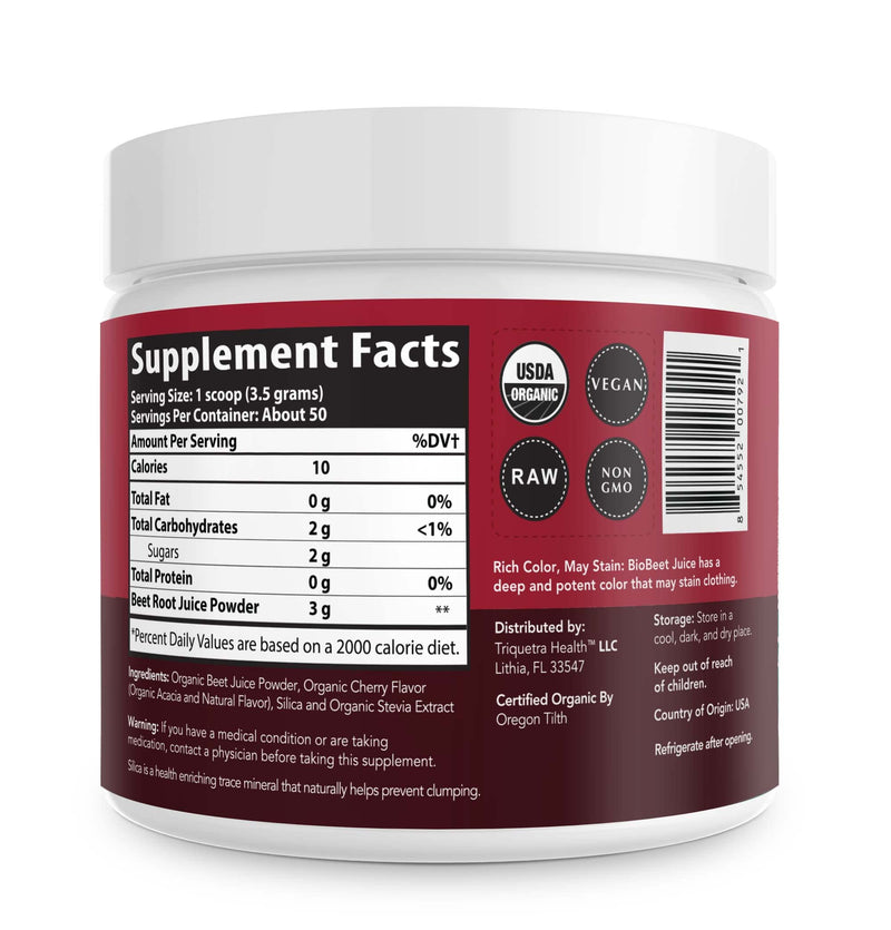 BioBeet® Beet Juice (Black Cherry Flavor) – Max Strength, 20x High Concentration Than Beet Root Powder – Organic, Cold-Pressed, USA Grown, Raw Form – Nitric Oxide, Circulation Support (50 Servings) - NewNest Australia