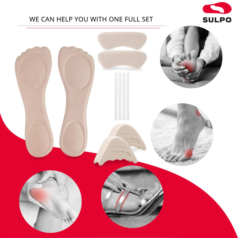 SULPO insoles set - anti-slip gel insoles - relief from foot pain - anti-slip silicone heel cushion, insoles, toe grips liner, silicone straps foot plaster - insoles for high heels shoes - NewNest Australia