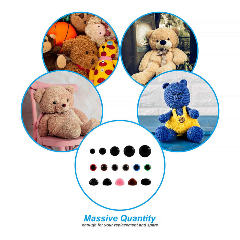 Meafeng 600 Pcs Colorful Plastic Safety Eyes and Noses with washers, for Amigurumi Crafts Doll Plush Animal Teddy Bear Making (Ø 6~14mm) - NewNest Australia