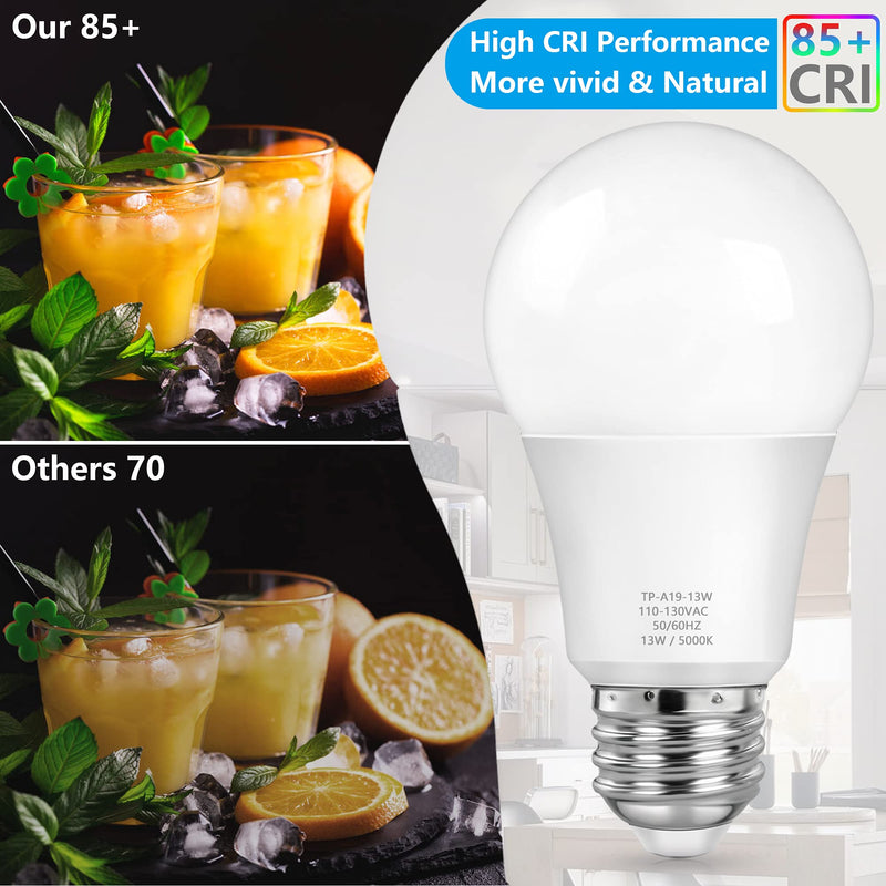 A19 LED Light Bulbs, 100 Watt Equivalent LED Bulbs, Daylight 5000K, 1500 Lumens, E26 Standard Base, Non-Dimmable, 13W Bright White LED Bulbs for Bedroom Living Room Home Office, 4-Pack - NewNest Australia