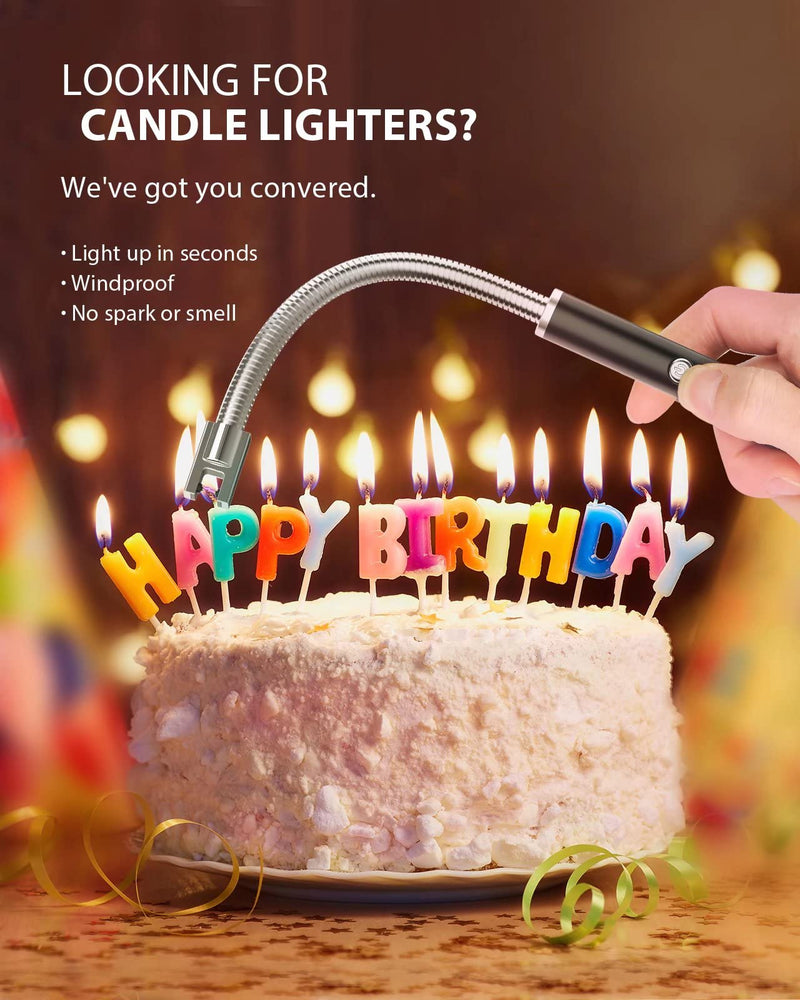 RONXS Lighter Electric Lighter, Light Your Large Candle with A Simple Press of Button, No Butane Fuel Safety Rechargeable Candle Lighters Matches(Black) Black - NewNest Australia