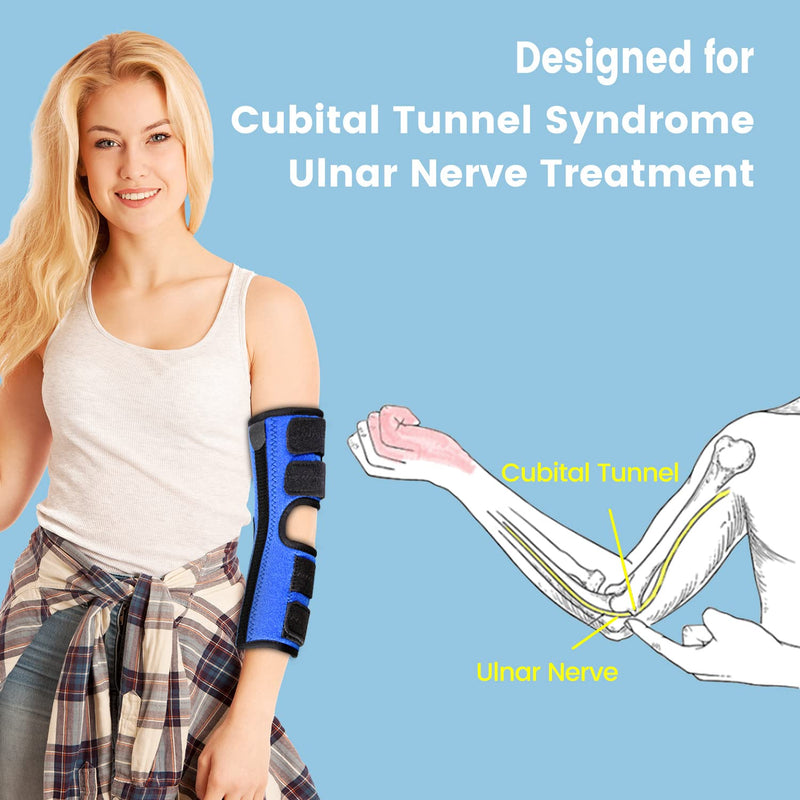 Elbow Brace, Night and Day Splint for Ulnar Nerve Entrapment for Left and Right, Cubital Tunnel Syndrome Physical Therapy and Recovery, Arm Immobilizer for Sleep and Work, for Woman, Man - L/XL - NewNest Australia