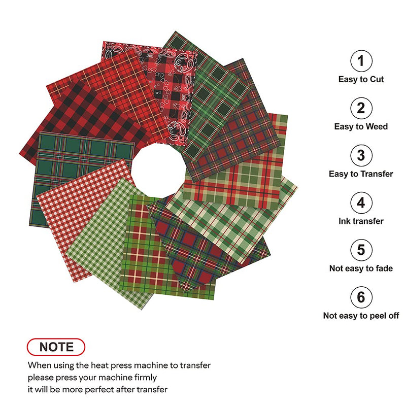 SPECUT XINPOCUT infusible Transfer Ink Sheets(12pcsSet, 12x12) - Christmas Plaid Paper Sublimation for Cricut Mug Press,Heat Press Machine Sheets T-Shirts Bag, 12-x-12-Inch 1 - NewNest Australia