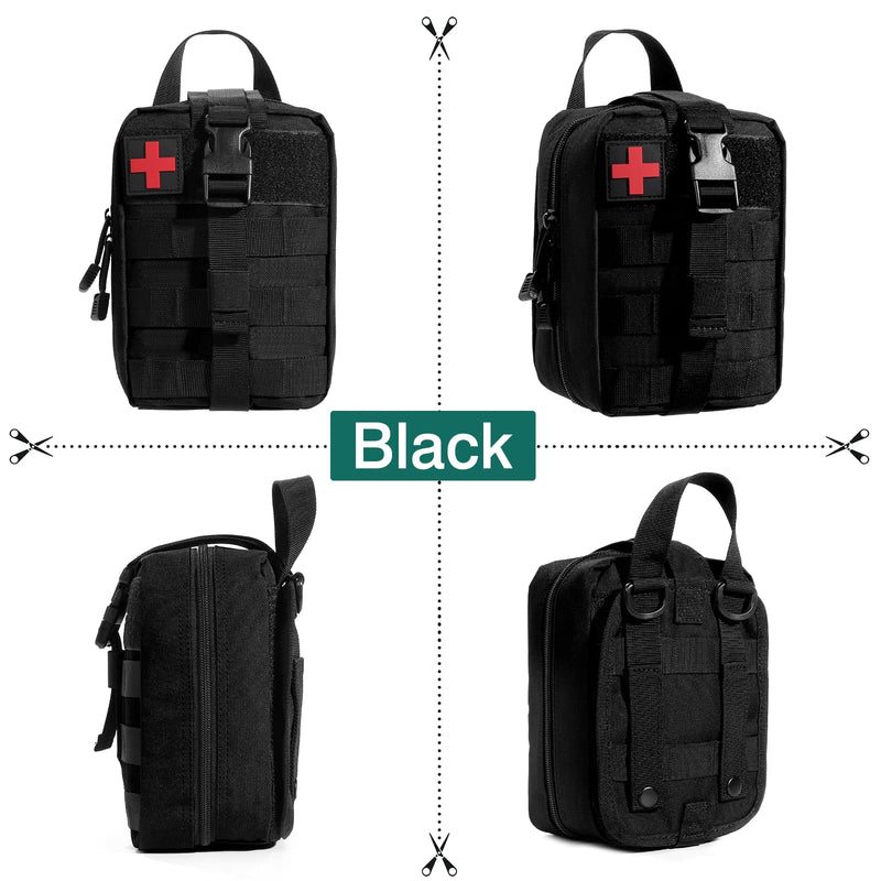 Kyrio First Aid Pouch Empty Tactical Molle Bag Medical Outdoor Package Rip-Away Emt Tool Bag For Medical Grade Package With Climbing Rescue Tools Black, Black - NewNest Australia