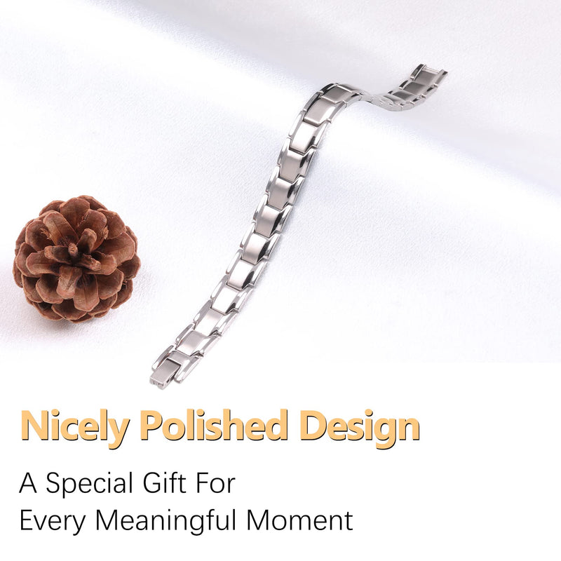 Jeracol Titanium Steel Magnetic Bracelets for Men,Magnetic Wristband with Ultra Strength Magnets Wristband,Length Adjustable Magnetic Brazaletes with Free Links Removal Tool & Gift Box A-silver - NewNest Australia