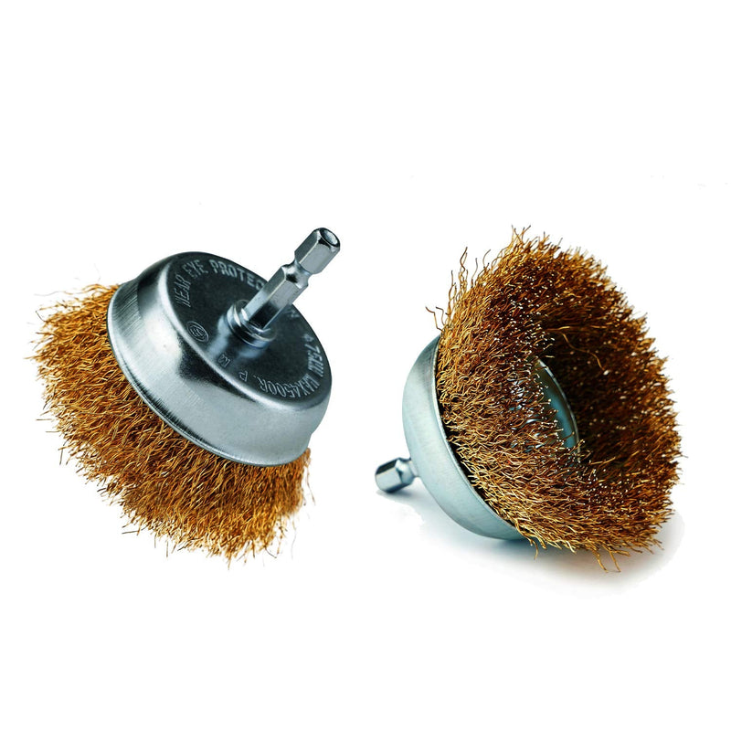 TILAX 3 Inch Wire Cup Brush End Brush Set 3 Piece, Wire Brush for Drill 1/4 Inch Hex Shank Arbor 0.012" Brass Coated Crimped and 0.019" Carbon Steel Knotted Wire Brush, for Drill Attachment - NewNest Australia