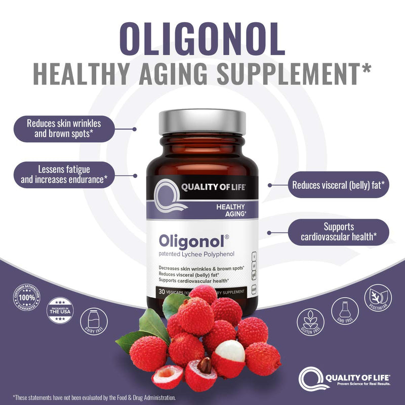 Quality of Life - Premium Anti Aging Supplement- Promotes Cardiovascular Health, Circulation & Youth - Oligonol - Includes Antioxidants- Lychee Fruit Extract - 30 Vegicaps - NewNest Australia