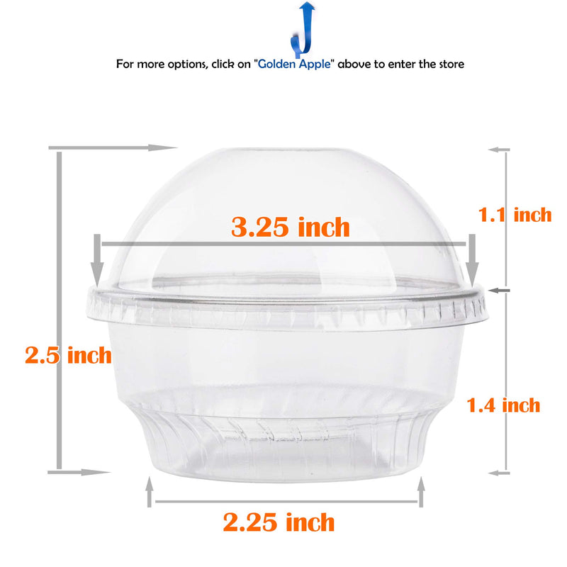 NewNest Australia - GOLDEN APPLE, 3.5oz Clear Plastic Cups for Ice Cream, Snack Bowl with Dome lids No Hole 30sets Cups with Dome lids No hole 3.5 Ounce (Pack of 30) 