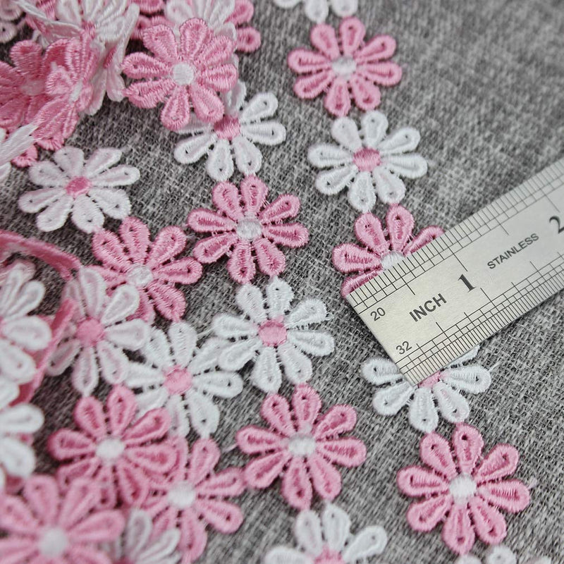IDONGCAI Sunflower Fabric Pink Daisy Lace Trim-Embroidered Sun Flowers-Encajes para Manualidades Flowers Crafts Decoration 7 Yards/Lot - NewNest Australia