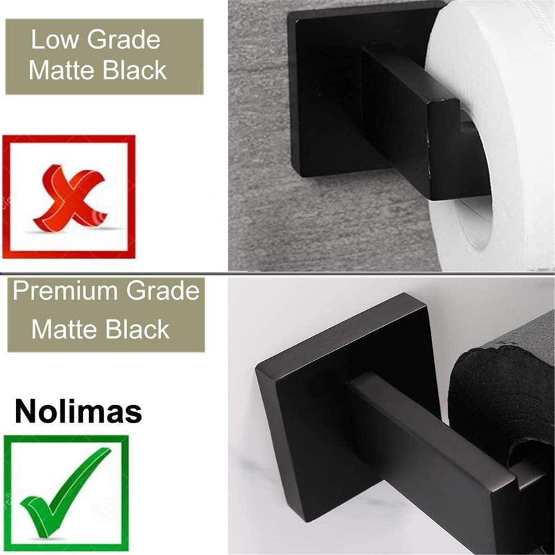 Nolimas Classic Paper Roll Holder Matte Black Wall Mounted SUS 304 Stainless Steel Bathroom Rust Proof Toilet Tissue Holder - NewNest Australia