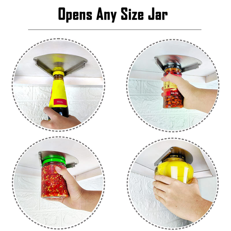 Jar Opener for Weak Hands and Seniors with Arthritis Stainless Steel Under Cabinet multi-function Jar Lid & Bottle cap Opener V Shape Single Hand Under Counter Can Opener Gripper Opens Any Size Jar - NewNest Australia