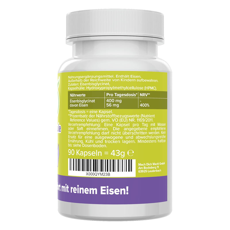 Iron capsules - 56mg high dose - iron bisgylcinate/iron chelate - quality from Germany - vegan - laboratory tested - without additives - chelated iron - small capsules instead of tablets - Vitamineule® - NewNest Australia