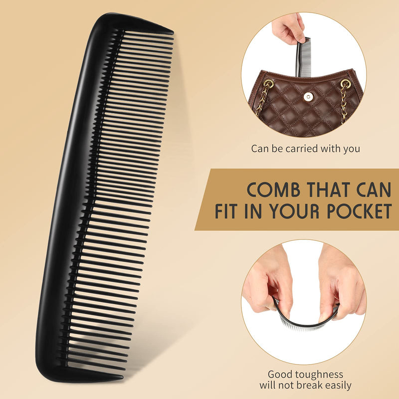 2 Pieces Pocket Plastic Hair Combs Black Hair Combs Fine and Standard Tooth Hair Cutting Comb Fine Dressing Comb Hairdressing Styling Combs for Women Men Hairdressing Barber Salon Hair Care Tool - NewNest Australia