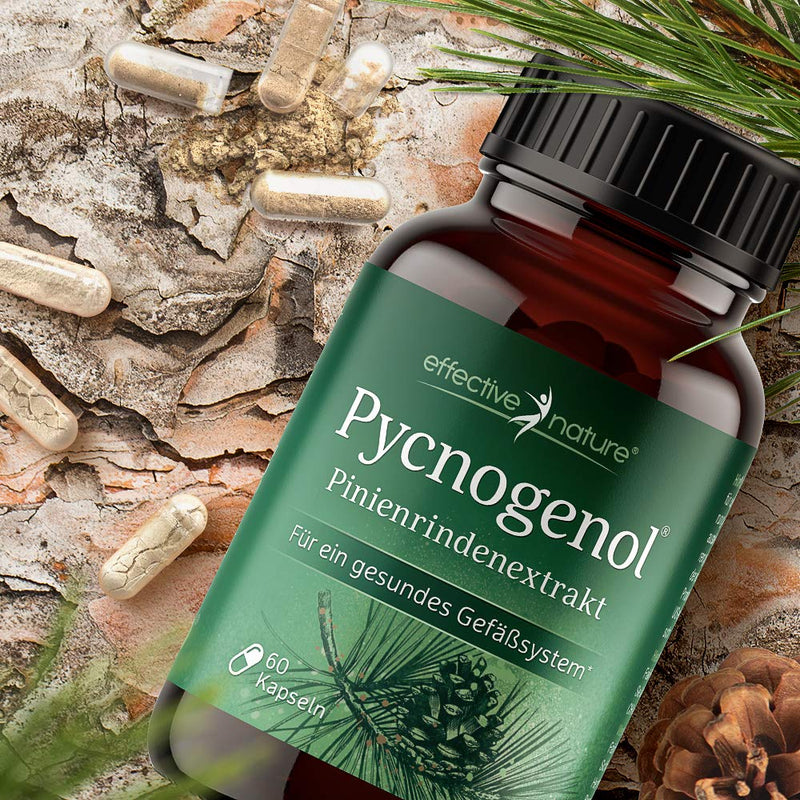 High-dose pine bark extract - Original Pycnogenol - with vitamin C from acerola cherries - 60 vegan capsules - Enough for two months - Vegan - NewNest Australia