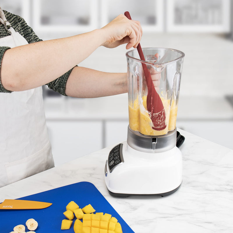Tovolo Flex-Core All-Silicone Flexible Edge Blender Spatula With Extra-Long Handle, Angled Head Reaches Below Blades, Silicone Spatula for Smoothies & Blended Cocktails Cayenne - NewNest Australia